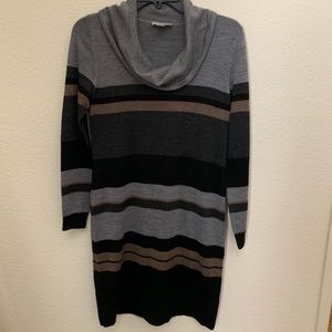LOFT Striped Cowl Neck Sweater Dress